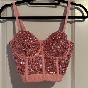 Embellished Pink Bustier Top